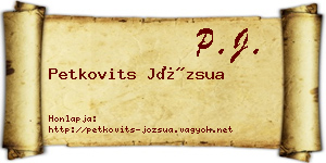 Petkovits Józsua névjegykártya